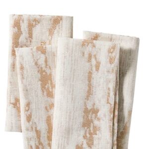 *Never Used!!* West elm - set of four Elegant Cream and Tan Patterned Napkins